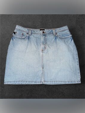Y2K Riders by Lee Denim Mini Skirt Light Wash Low Rise Front Slit Women’s 14